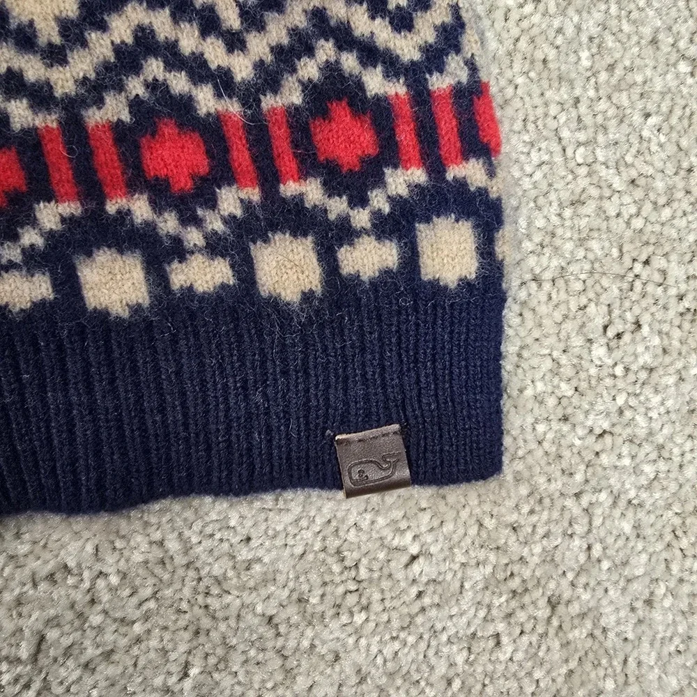Vineyard Vines 100% Merino Wool Scarf Fairisle Nautical Navy‎ Blue One Size $138